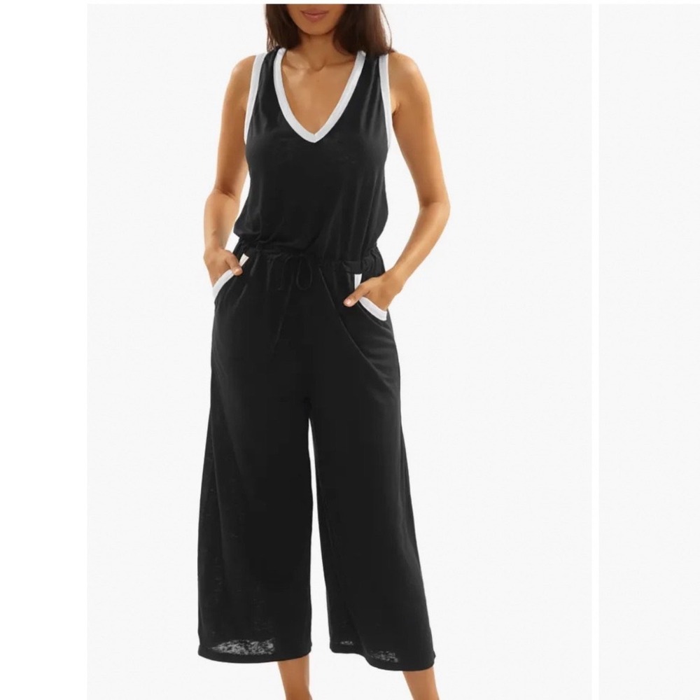 BECCA Beach Date Cotton Slub Cover-Up Jumpsuit Women's Size Small